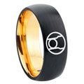8mm Red Lantern Dome Gold Black Women's Wedding Ring Silver