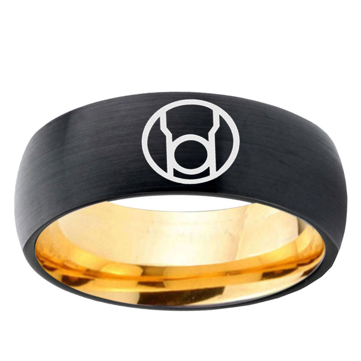 Red Lantern Dome Gold Black Women's Wedding Ring Silver