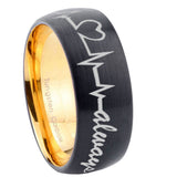 8mm-Heart-Beat-forever-Heart-always-Dome-Black-Gold-Tungsten-Carbide-Wedding-Ring
