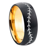8mm Baseball Dome Black Gold Tungsten Carbide Wedding Ring