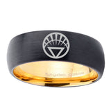 8mm White Lantern Dome Gold Black Women Tungsten Wedding Bands