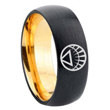 8mm White Lantern Dome Gold Black Women Tungsten Wedding Bands
