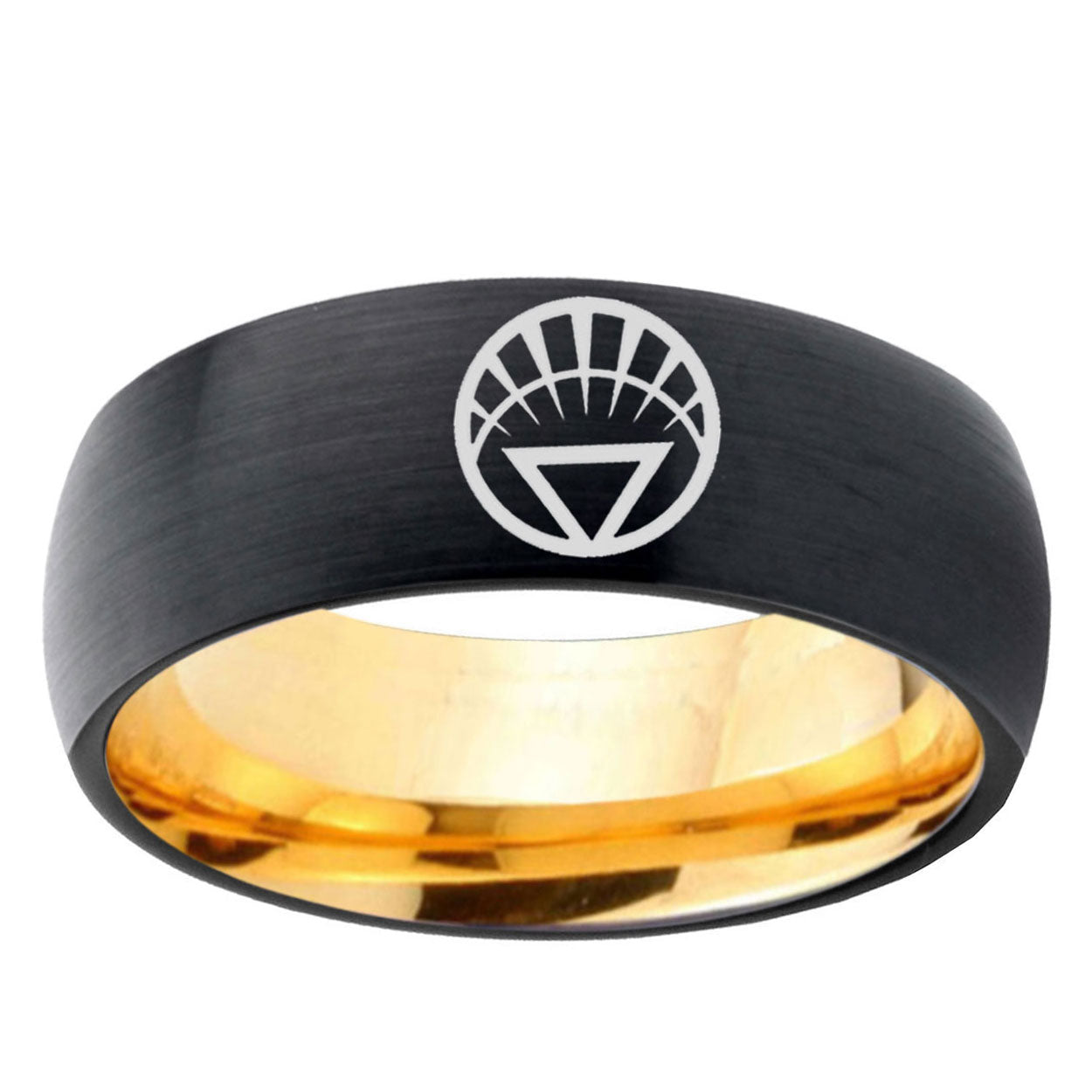 White Lantern Dome Gold Black Women Tungsten Wedding Bands