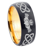 8mm-Irish-Claddagh-Dome-Black-Gold-Tungsten-Carbide-Wedding-Ring