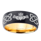 8mm-Irish-Claddagh-Dome-Black-Gold-Tungsten-Carbide-Wedding-Ring