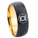 8mm Green Lantern Dome Gold Black Women Tungsten Wedding Bands