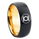 8mm Green Lantern Dome Gold Black Women Tungsten Wedding Bands