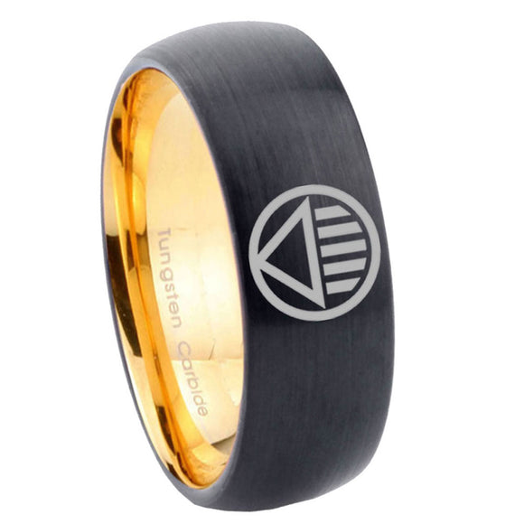8mm Black Lantern Dome Gold Black Women's Tungsten Rings
