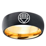 8mm Black Lantern Dome Gold Black Women's Tungsten Rings