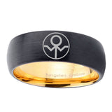 8mm Gray Lantern Dome Gold Black Women's Wedding Rings Silver