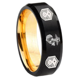 8mm Marine Chief Master Sergeant Beveled Edge Black And Gold Tungsten Men's Bands Ring