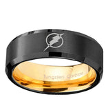 8mm Flash Beveled Edge Gold Black Metals For Men's Rings