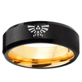 Zelda Skyward Sword Beveled Edge Black And Gold Tungsten Anniversary Ring