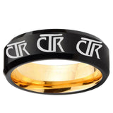 Multiple CTR Beveled Edge Black And Gold Tungsten Carbide Men's Promise Ring