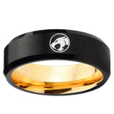 Thundercat Beveled Edge Black And Gold Tungsten Carbide Men's Ring