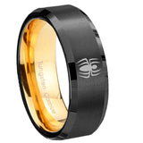 8mm-Spiderman-Beveled-Tungsten-Carbide-Black-Gold-Mens-Promise-Ring