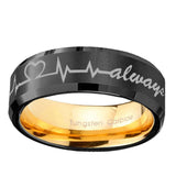 8mm-Heart-Beat-forever-Heart-always-Beveled-Tungsten-Carbide-Black-Gold-Mens-Promise-Ring