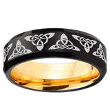 Celtic Knot Beveled Edge Black And Gold Tungsten Carbide Promised Ring