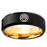 8mm Black Lantern Beveled Edge Gold Black Wedding Bands Men