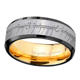 8mm Lord Of The Rings Beveled Edge Gold Silver Metal Wedding Bands
