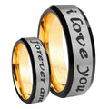 8mm I Love You Forever ever Beveled Gray Gold Tungsten Ring