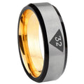 8mm Masonic 32 Triangle Design Freemason Bevel Gray Gold Tungsten Ring