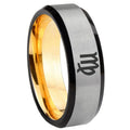 8mm Virgo Zodiac Beveled Edge Gray Gold Tungsten Ring