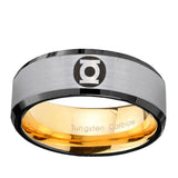 8mm Green Lantern Beveled Edge Gold Silver Tungsten Wedding Bands For Him