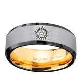 8mm Supernatural Beveled Edge Gold Silver Tungsten Wedding Bands For Him