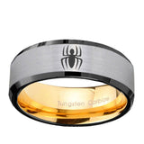 8mm-Spiderman-Beveled-Tungsten-Carbide-Silver-Gold-Mens-Engagement-Ring