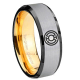 8mm Blue Lantern Beveled Edge Gold Silver Tungsten Wedding Bands For Him