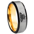 8mm Claddagh Design Beveled Edge Gray Gold Tungsten Ring