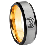 8mm Metroid Beveled Edge Gray And Gold Tungsten Carbide Men's Engagement Ring