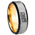 8mm Mountain Dew Beveled Edge Gray Gold Tungsten Promised Ring