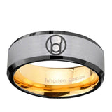 8mm Red Lantern Beveled Edge Gold Silver Steel Rings