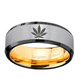 8mm-Marijuana-Leaf-Beveled-Tungsten-Carbide-Silver-Gold-Mens-Engagement-Ring