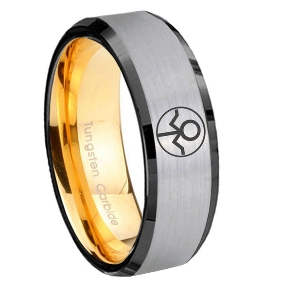 8mm Gray Lantern Beveled Edge Gold Silver Steel Rings