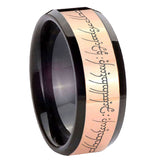 8mm Lord Of The Rings Beveled Edge Black Rose Gold Tungsten Carbide Wedding Rings