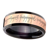 8mm Lord Of The Rings Beveled Edge Black Rose Gold Tungsten Carbide Wedding Rings