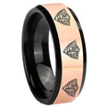 8MM Multiple CTR Rose Gold Black Bevel Tungsten Promise Ring