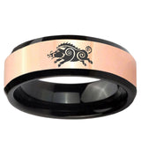 Wild Boar Rose Gold And Black Beveled Edge Tungsten Carbide Engagement Ring
