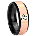 8MM Leo Zodiac Rose Gold Black Bevel Tungsten Anniversary Ring