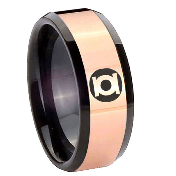 8mm Green Lantern Beveled Edge Black Rose Gold Wedding Rings For Men Silver