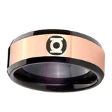 8mm Green Lantern Beveled Edge Black Rose Gold Wedding Rings For Men Silver