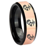 8mm Multiple Marine Rose Gold And Black Beveled Edge Tungsten Wedding Engagement Ring