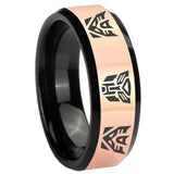 8mm Transformers Autobot Decepticon Rose Gold And Black Beveled Edge Tungsten Carbide Men's Ring