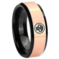 8MM Skull Rose Gold Black Bevel Tungsten Wedding Engraving Ring