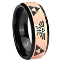 8MM Legend of Zelda Rose Gold And Black Bevel Tungsten Ring