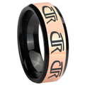 8MM Multiple CTR Rose Gold Black Bevel Tungsten Promise Ring