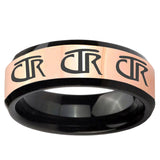 Multiple CTR Rose Gold And Black Beveled Edge Tungsten Carbide Men's Promise Ring